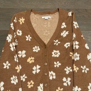 American Eagle Flowered Cardigan Sweater Size Small